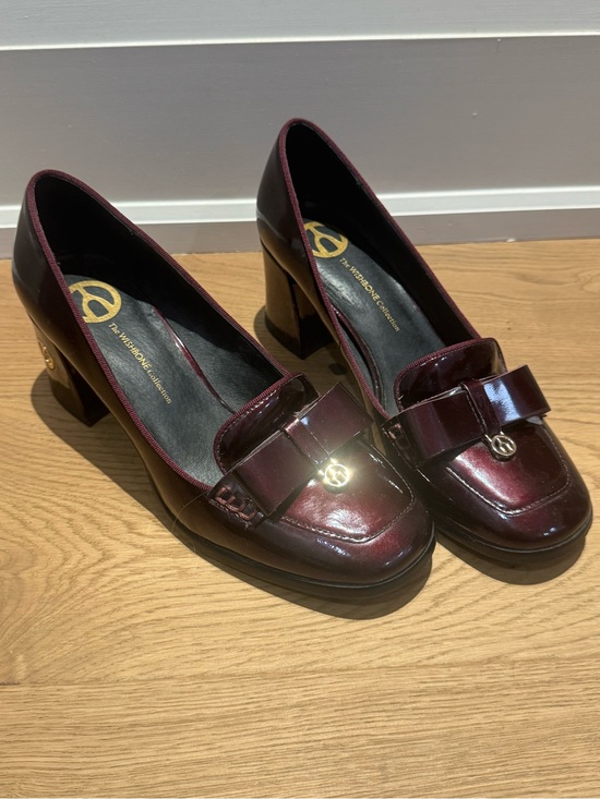 Wishbone Collection Shoes - Burgundy Leather Block Heel Loafers from Browns 8.5